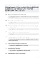 Milady Standard Cosmetology Chapter 23 EXAM QUESTIONS (82 TERMS) WITH VERIFIED DEFINITIONS UPDATED 2024