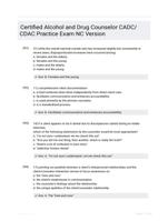 Certified Alcohol and Drug Counselor CADC/CDAC Practice Exam NC Version