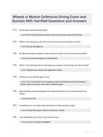 Wheels in Motion Defensive Driving Exam and Quizzes With Verrified Questions and Answers