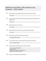 Walmart Food Safety (180 questions and Answers) _ 2024 version