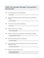 Publix Deli Assistant Manager Test questions and Answers