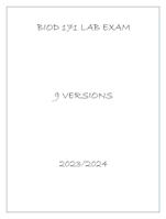 BIOD 171 LAB EXAM 9 VERSIONS 2024 updated version