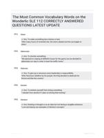 The Most Common Vocabulary Words on the
Wonderlic SLE 112 CORRECTLY ANSWERED QUESTIONS LATEST UPDATE