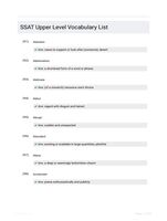 SSAT Upper Level Vocabulary List