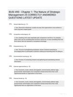 BUSI 490 - Chapter 1: The Nature of Strategic Management 25 CORRECTLY ANSWERED QUESTIONS LATEST UPDATE