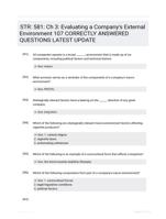 STR: 581: Ch 3: Evaluating a Company's External Environment 107 CORRECTLY ANSWERED QUESTIONS LATEST UPDATE