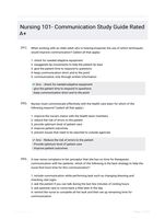 Nursing 101- Communication Study Guide Rated A+