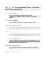 BIO 181 Lab Midterm Grand Canyon University Study Guide Graded A+