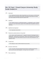 Bio 181 Quiz 1 Grand Canyon University Study Guide Graded A+