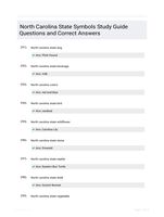 North Carolina State Symbols Study Guide Questions and Correct Answers