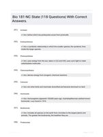 Bio 181-NC State |118 Questions| With Correct Answers.