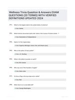 Wellness Trivia Question & Answers EXAM QUESTIONS (20 TERMS) WITH VERIFIED DEFINITIONS UPDATED 2024