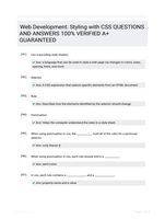 Web Development: Styling with CSS QUESTIONS AND ANSWERS 100% VERIFIED A+ GUARANTEED