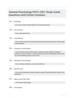 General Psychology PSYC-2301 Study Guide Questions and Correct Answers