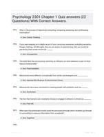 Psychology 2301 Chapter 1 Quiz answers |22 Questions| With Correct Answers.