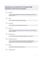 Business Law Contract Unit Study Guide Questions and Correct Answers