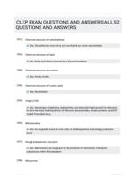 CLEP EXAM QUESTIONS AND ANSWERS ALL 52 QUESTIONS AND ANSWERS