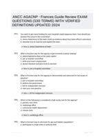 ANCC AGACNP - Frances Guide Review EXAM QUESTIONS (530 TERMS) WITH VERIFIED DEFINITIONS UPDATED 2024