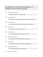 Foundations of Financial Management |17 Questions| With Correct Answers.