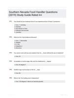 Southern Nevada Food Handler Questions (2019) Study Guide Rated A+