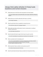 Always think safety refresher 22 Study Guide Questions and Correct Answers