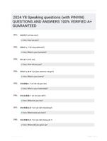 2024 Y8 Speaking questions (with PINYIN) QUESTIONS AND ANSWERS 100% VERIFIED A+ GUARANTEED