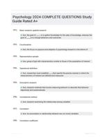 Psychology 2024 COMPLETE QUESTIONS Study Guide Rated A+