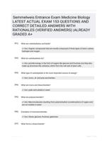 Semmelweis Entrance Exam Medicine Biology LATEST  ACTUAL EXAM 153 QUESTIONS AND CORRECT DETAILED ANSWERS WITH RATIONALES (VERIFIED ANSWERS) |ALREADY GRADED A+