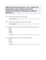 NBPHE CPH Practice Exam 1 ALL COMPLETE  QUESTIONS AND CORRECT  DETAILED ANSWERS (VERIFIED  ANSWERS) |ALREADY GRADED A+