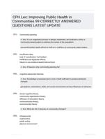 CPH Lec: Improving Public Health in Communities 99 CORRECTLY ANSWERED QUESTIONS LATEST UPDATE