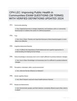 CPH LEC: Improving Public Health in Communities EXAM QUESTIONS (38 TERMS) WITH VERIFIED DEFINITIONS UPDATED 2024