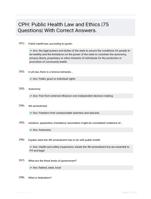 CPH: Public Health Law and Ethics |75 Questions| With Correct Answers.