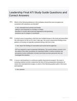 Leadership Final ATI Study Guide Questions and Correct Answers