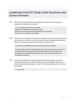 Leadership Final ATI Study Guide Questions and Correct Answers