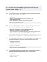 ATI Leadership and Management Questions Study Guide Rated A+