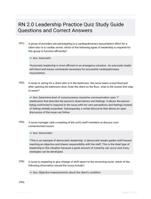 RN 2.0 Leadership Practice Quiz Study Guide Questions and Correct Answers