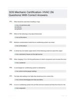 SOS Mechanic Certification- HVAC |56 Questions| With Correct Answers.