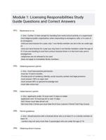 Module 1: Licensing Responsibilities Study Guide Questions and Correct Answers