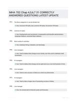 MHA 702 Chap 4,5,6,7 31 CORRECTLY ANSWERED QUESTIONS LATEST UPDATE