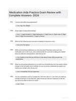 Medication Aide Practice Exam Review with Complete Answers- 2024