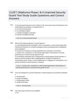 CLEET Oklahoma Phase I & II Unarmed Security Guard Test Study Guide Questions and Correct Answers