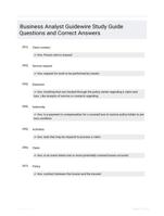 Business Analyst Guidewire Study Guide Questions and Correct Answers