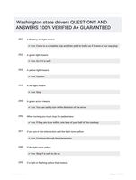 Washington state drivers QUESTIONS AND ANSWERS 100% VERIFIED A+ GUARANTEED