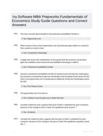 Ivy Software MBA Prepworks Fundamentals of Economics Study Guide Questions and Correct Answers