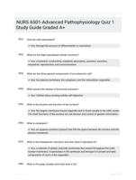 NURS 6501-Advanced Pathophysiology Quiz 1 Study Guide Graded A+