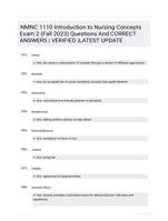 NMNC 1110 Introduction to Nursing Concepts Exam 2 (Fall 2023) Questions And CORRECT ANSWERS |  VERIFIED |LATEST UPDATE