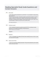 Reading Specialist Study Guide Questions and Correct Answers