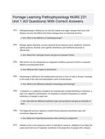 Portage Learning Pathophysiology NURS 231 Unit 1 |63 Questions| With Correct Answers.