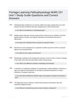 Portage Learning Pathophysiology NURS 231 Unit 1 Study Guide Questions and Correct Answers