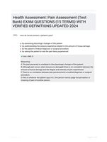 Health Assessment: Pain Assessment (Test Bank) EXAM QUESTIONS (15 TERMS) WITH VERIFIED DEFINITIONS UPDATED 2024